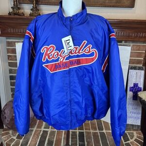 Vintage  DeLong Bomber Jacket Royals MLB Baseball Size 6XL‎
